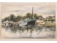 Watercolor of boats in the port of Vannes, Paul Perraudin, twentieth