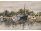 Watercolor of boats in the port of Vannes, Paul Perraudin, twentieth