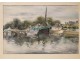 Watercolor of boats in the port of Vannes, Paul Perraudin, twentieth