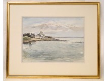 Watercolor of the Gulf of Morbihan, signed Paul Perraudin, twentieth