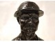 Bronze sculpture bust of a man in the hat, XIXth