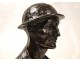 Bronze sculpture bust of a man in the hat, XIXth