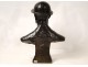 Bronze sculpture bust of a man in the hat, XIXth