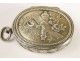 Pill box solid silver, decorated with flowers and quiver, Napoleon III nineteenth