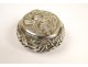 Pill box in silver or plated metal, decorated with bamboo and reeds, Art Nouveau, nineteenth