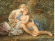 Miniature painted gallant scene with naked couple embracing, Ecole Francaise signed J.Charlier, eighteenth