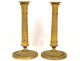 Pair of ormolu Candlesticks, decorated with palmettes and Corinthian, when the First Empire, XIX