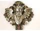 Pendant, sterling silver jewelry, rubies and garnets, decorated with the head of a cherub, nineteenth