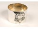 Napkin ring in sterling silver, punch Minerva, monogrammed, decorated with flowers, Napoleon III nineteenth