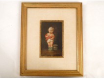 HSC, Portrait of a child in pot, signed Lanfant Metz nineteenth