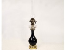 Bronze oil lamp, crystal and porcelain, Napoleon III nineteenth