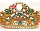 Crown, tiara or Virgin statue, golden brass and rhinestone, nineteenth