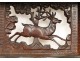 Wall shelf carved in the Black Forest, decorated with a stag and oak leaves, nineteenth