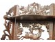 Wall shelf carved in the Black Forest, decorated with a stag and oak leaves, nineteenth