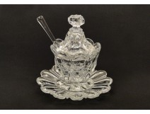 Mustard with spoon, cut crystal Baccarat France, nineteenth