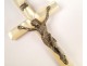 Cross crucifix pendant, pearl and silver, XIXth