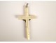 Cross crucifix pendant, pearl and silver, XIXth