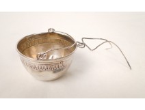 Tea strainer in silver, punches Minerva and goldsmith nineteenth