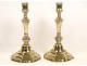 Pair of candlesticks candlesticks Louis XIV gilt bronze seventeenth