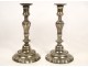 Pair of candlesticks Louis XV Regency bronze, silver eighteenth