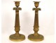 Pair of candlesticks Empire ormolu, palmettes, XIX