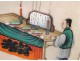 Chinese painting on rice paper, meal scene of a couple with children nineteenth