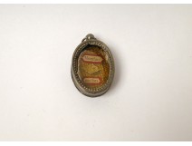 Reliquary oval pendant in sterling silver, dedicated to Saint Louis de Montfort, nineteenth