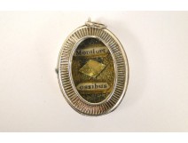 Reliquary oval pendant silver, dedicated to Saint Louis de Montfort, nineteenth