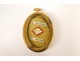 Reliquary oval gold metal pendant, dedicated to Saint Louis de Montfort, nineteenth