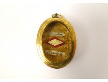 Reliquary oval gold metal pendant, dedicated to Saint Louis de Montfort, nineteenth