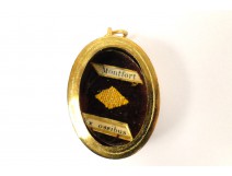 Reliquary pendant oval gilt metal, dedicated to Saint Louis de Montfort, nineteenth