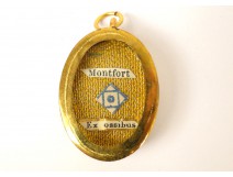 Reliquary pendant oval gilt metal, dedicated to Saint Louis de Montfort, nineteenth