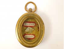 Reliquary oval gold metal pendant, dedicated to Saint Louis de Montfort, decorated with the Virgin Mary, nineteenth