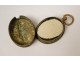 Reliquary oval gold metal pendant, dedicated to Saint Louis de Montfort, decorated with the Virgin Mary, nineteenth