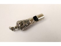 Whistle miniature silver, decorated with foliage, Napoleon III nineteenth