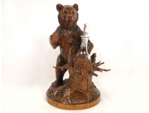 Bear liqueur, Black Forest carved wood nineteenth