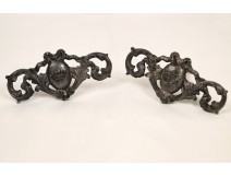 Pair of curtain tiebacks Louis XIV, lead, late seventeenth