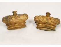 Pair elements decoration, gilt bronze, crowns, XIX