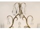 Pair of candlesticks with tassels, gilt bronze and crystal nineteenth