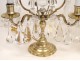 Pair of candlesticks with tassels, gilt bronze and crystal nineteenth