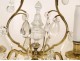 Pair of candlesticks with tassels, gilt bronze and crystal nineteenth