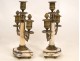 Pair Louis XVI chandeliers, marble and brass nineteenth