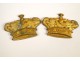 Pair of gilded bronze wreaths, decorative elements, XIX