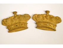 Pair of gilded bronze wreaths, decorative elements, XIX