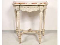 Louis XVI console, lacquered wood carved marble, Napoleon III nineteenth