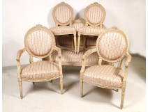 5 Rooms Salon Louis XVI armchairs and sofa chairs, NapIII nineteenth