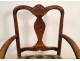 Provencal chair carved walnut, tapestry dots, XIX