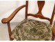 Provencal chair carved walnut, tapestry dots, XIX