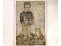 HST Cubist painting, and child owl, Claude Gouret, twentieth century