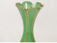 Pair green opaline vases and gilded bronze Charles X nineteenth